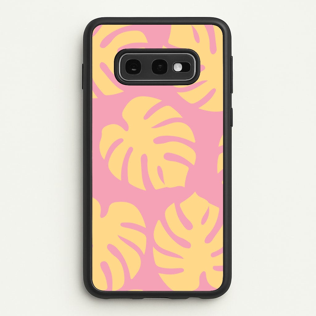 Pink And Yellow Summer Leaves Pattern  - Summer Phone Case for Galaxy S10e