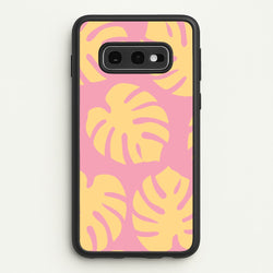 Pink And Yellow Summer Leaves Pattern  - Summer Phone Case for Galaxy S10e
