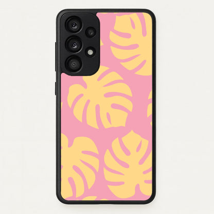 Pink And Yellow Summer Leaves Pattern  - Summer Phone Case for Galaxy A53