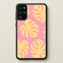 Pink And Yellow Summer Leaves Pattern  - Summer Phone Case for Galaxy S20 Plus