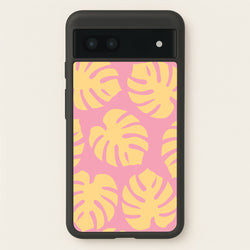 Pink And Yellow Summer Leaves Pattern  - Summer Phone Case for Google Pixel 6a