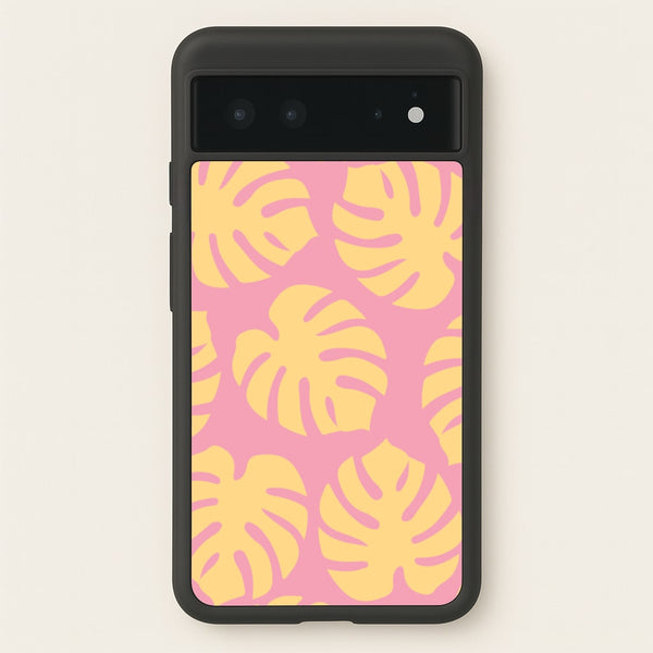Pink And Yellow Summer Leaves Pattern  - Summer Phone Case for Google Pixel 6