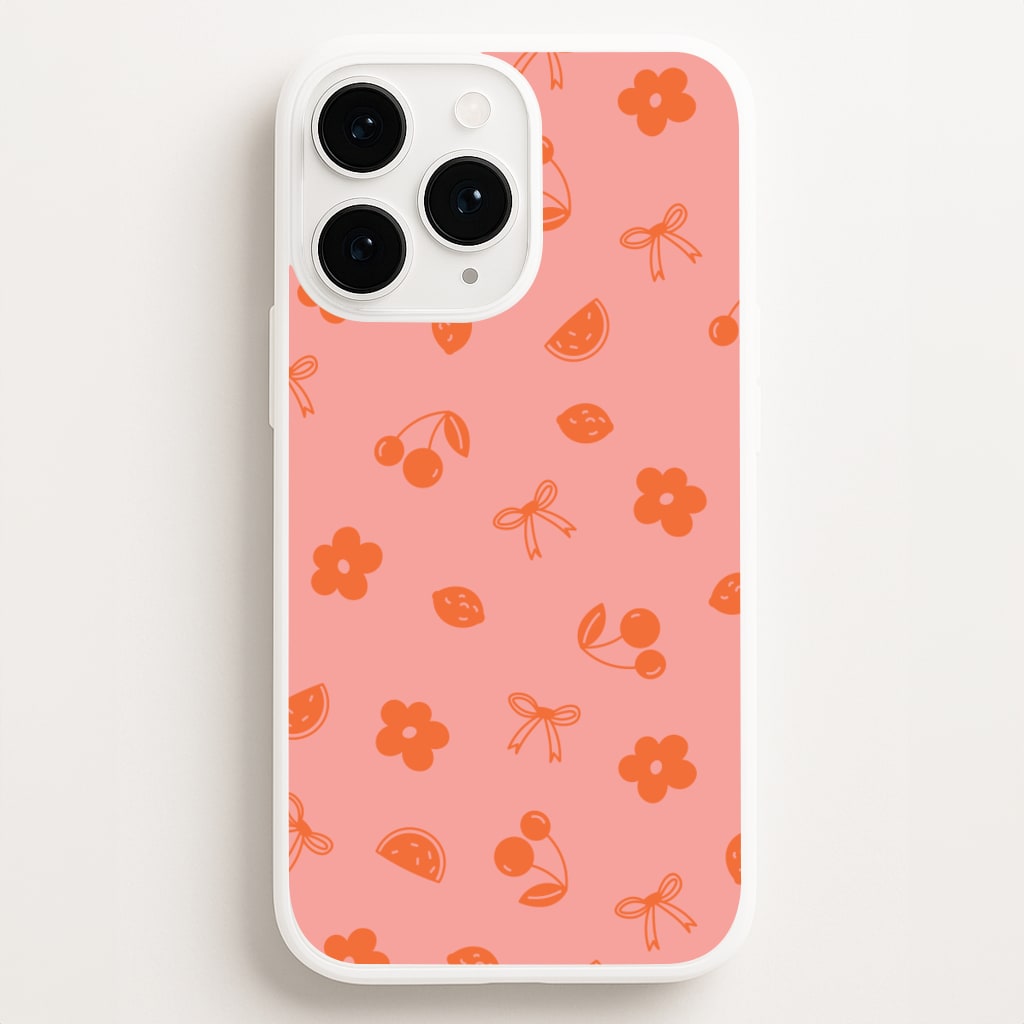 Coquette Orange Cherries Pattern Phone Case