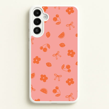 Coquette Orange Cherries Pattern  - Summer Phone Case for Galaxy A36