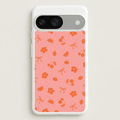 Coquette Orange Cherries Pattern  - Summer Phone Case for Google Pixel 9 / 9 Pro