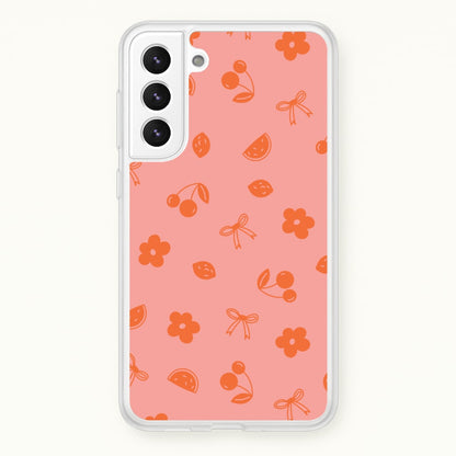 Coquette Orange Cherries Pattern  - Summer Phone Case for Galaxy S22 Plus