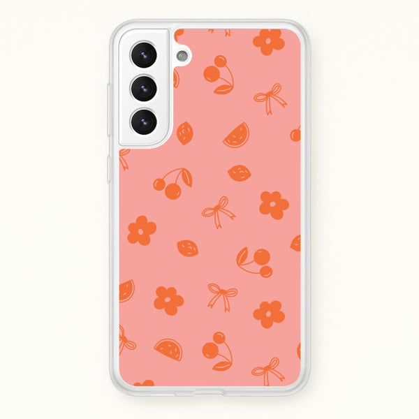 Coquette Orange Cherries Pattern  - Summer Phone Case for Galaxy S22 Plus