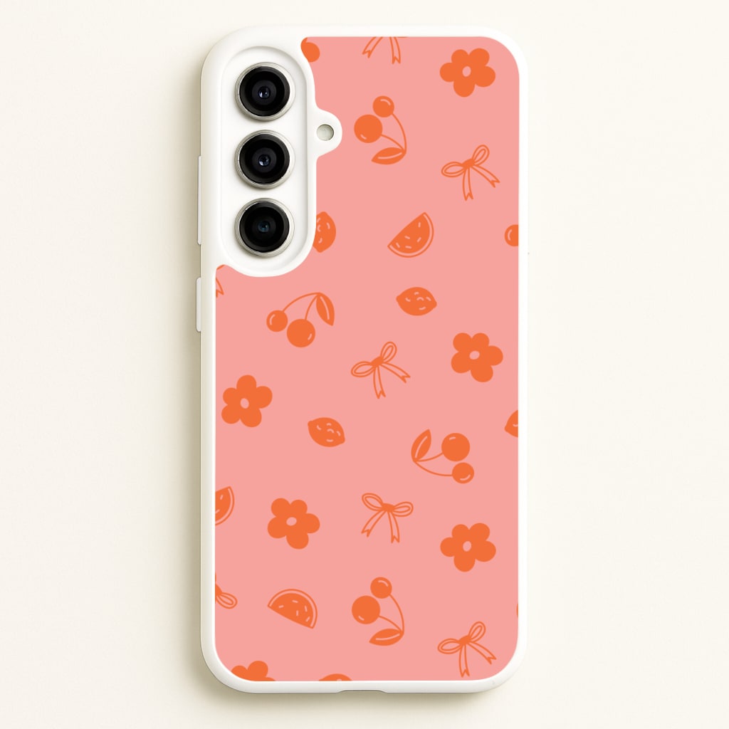 Coquette Orange Cherries Pattern  - Summer Phone Case for Galaxy A56