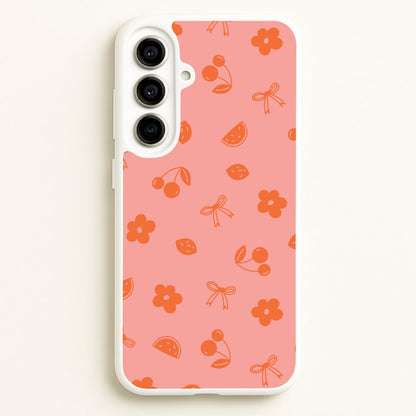 Coquette Orange Cherries Pattern  - Summer Phone Case for Galaxy A56