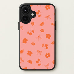 Coquette Orange Cherries Pattern Phone Case for iPhone 17