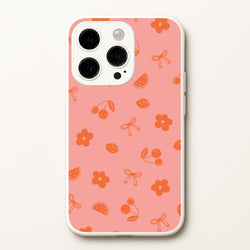 Coquette Orange Cherries Pattern  - Summer Phone Case for iPhone 14 Pro