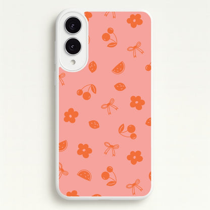 Coquette Orange Cherries Pattern  - Summer Phone Case for Galaxy S25 Edge