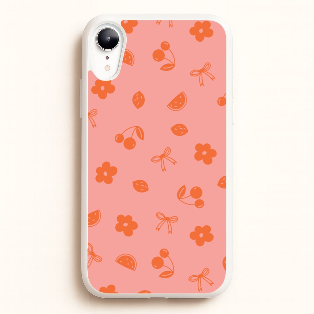 Coquette Orange Cherries Pattern  - Summer Phone Case for iPhone XR