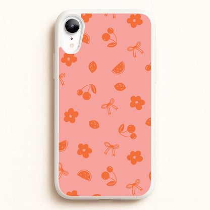 Coquette Orange Cherries Pattern  - Summer Phone Case for iPhone XR