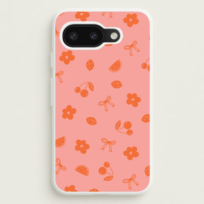 Coquette Orange Cherries Pattern  - Summer Phone Case for Google Pixel 9a