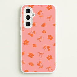 Coquette Orange Cherries Pattern  - Summer Phone Case for Galaxy A14