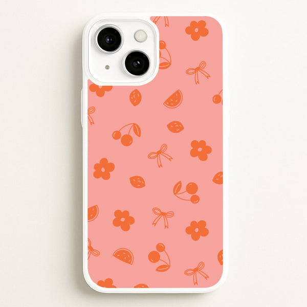 Coquette Orange Cherries Pattern  - Summer Phone Case for iPhone 13 Mini