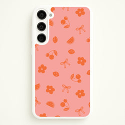 Coquette Orange Cherries Pattern  - Summer Phone Case for Galaxy S23