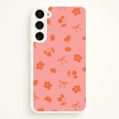 Coquette Orange Cherries Pattern  - Summer Phone Case for Galaxy S23