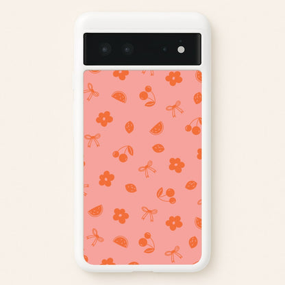 Coquette Orange Cherries Pattern  - Summer Phone Case for Google Pixel 6