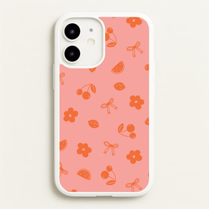 Coquette Orange Cherries Pattern  - Summer Phone Case for iPhone 12 / 12 Pro
