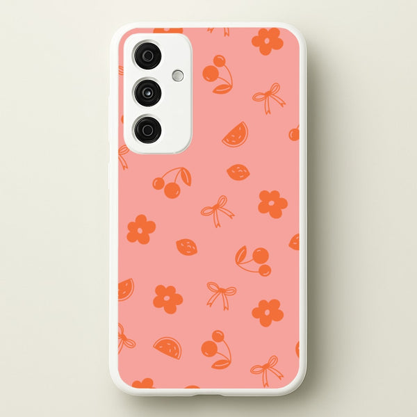 Coquette Orange Cherries Pattern  - Summer Phone Case for Galaxy A35