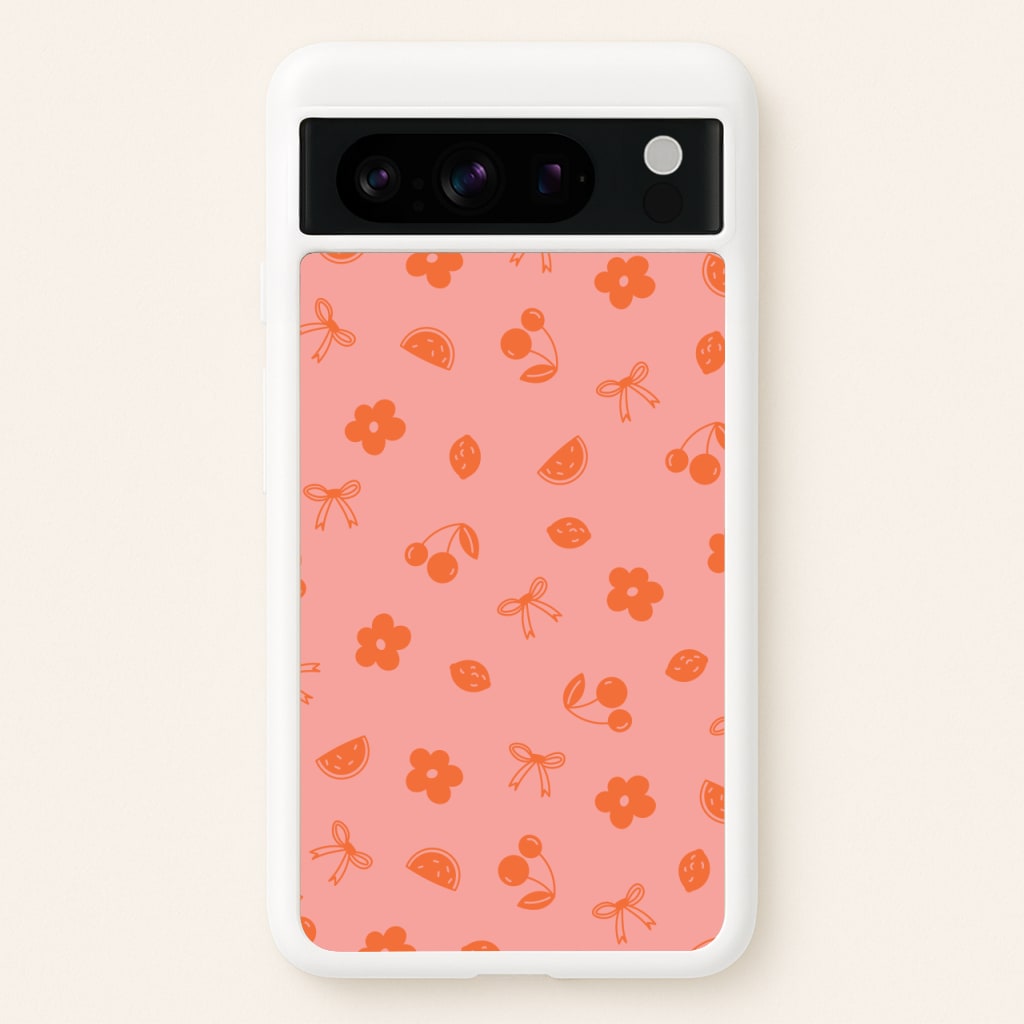 Coquette Orange Cherries Pattern  - Summer Phone Case for Google Pixel 8 Pro