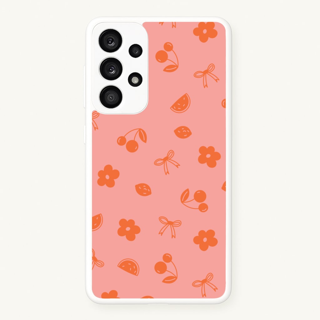 Coquette Orange Cherries Pattern  - Summer Phone Case for Galaxy A53