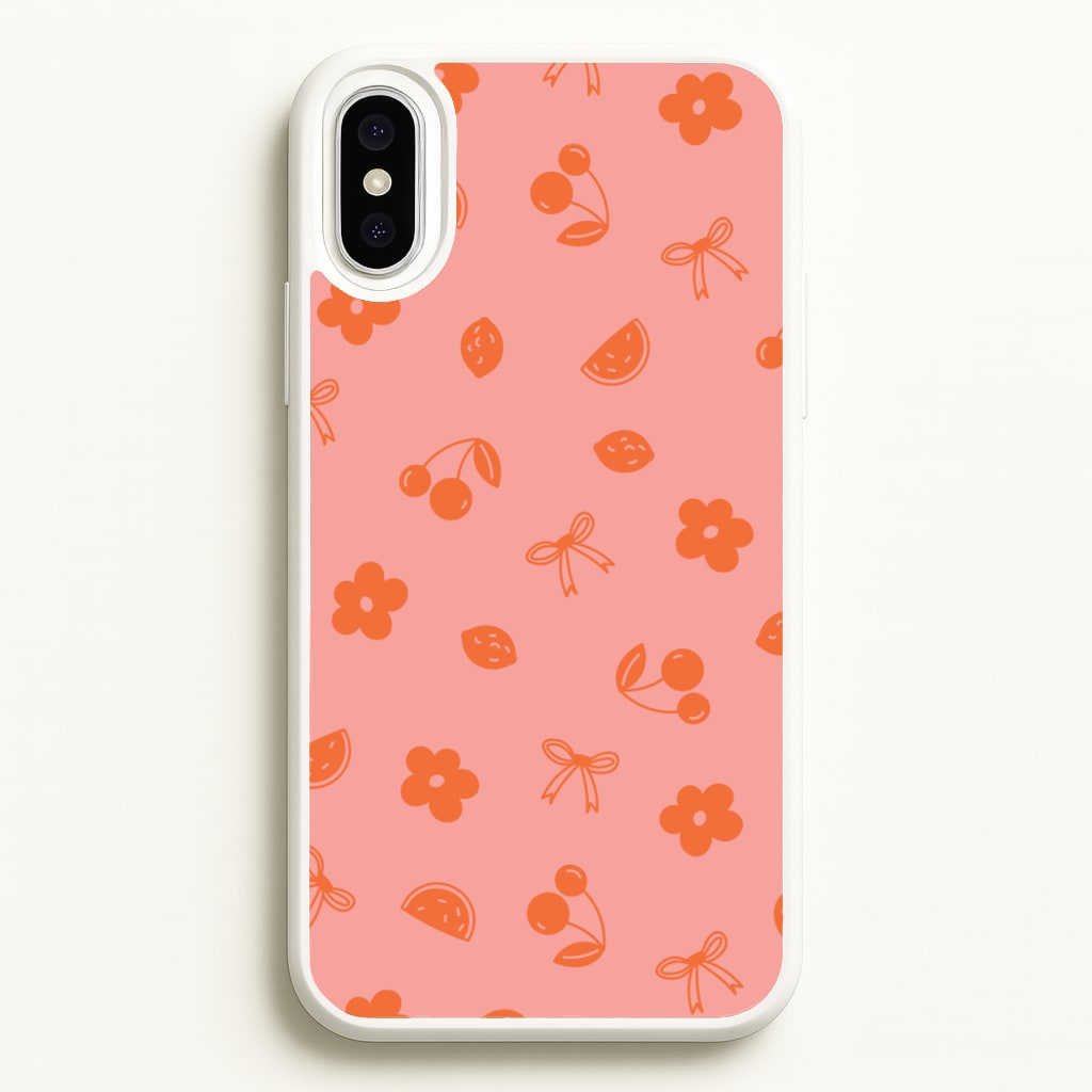 Coquette Orange Cherries Pattern  - Summer Phone Case for iPhone XS Max