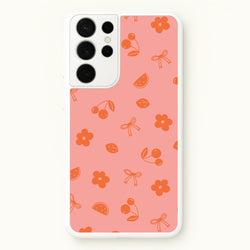 Coquette Orange Cherries Pattern  - Summer Phone Case for Galaxy S21 Ultra