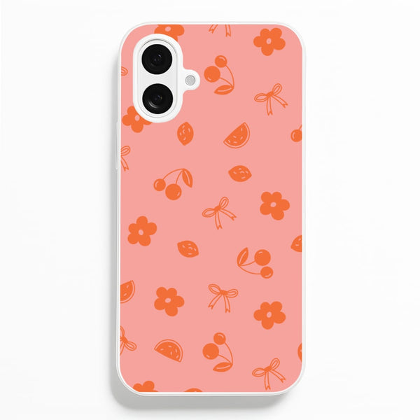 Coquette Orange Cherries Pattern  - Summer Phone Case for iPhone 16 Plus