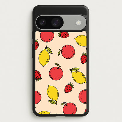 Sketched Summer Fruits Pattern  - Summer Phone Case for Google Pixel 9 / 9 Pro