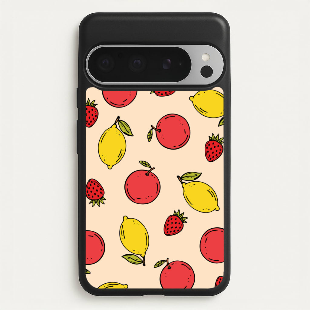 Sketched Summer Fruits Pattern  - Summer Phone Case for Google Pixel 9 Pro XL