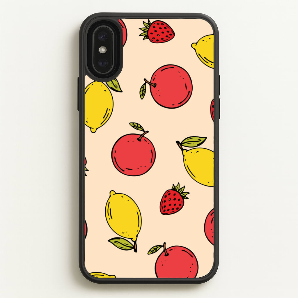Sketched Summer Fruits Pattern  - Summer Phone Case for iPhone XS Max