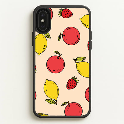 Sketched Summer Fruits Pattern  - Summer Phone Case for iPhone XS Max
