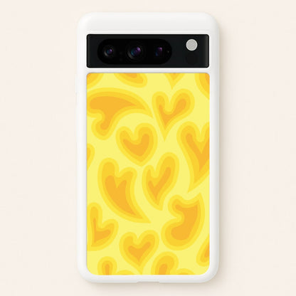 Trippy Summer Hearts Yellow Pattern  - Summer Phone Case for Google Pixel 8 Pro
