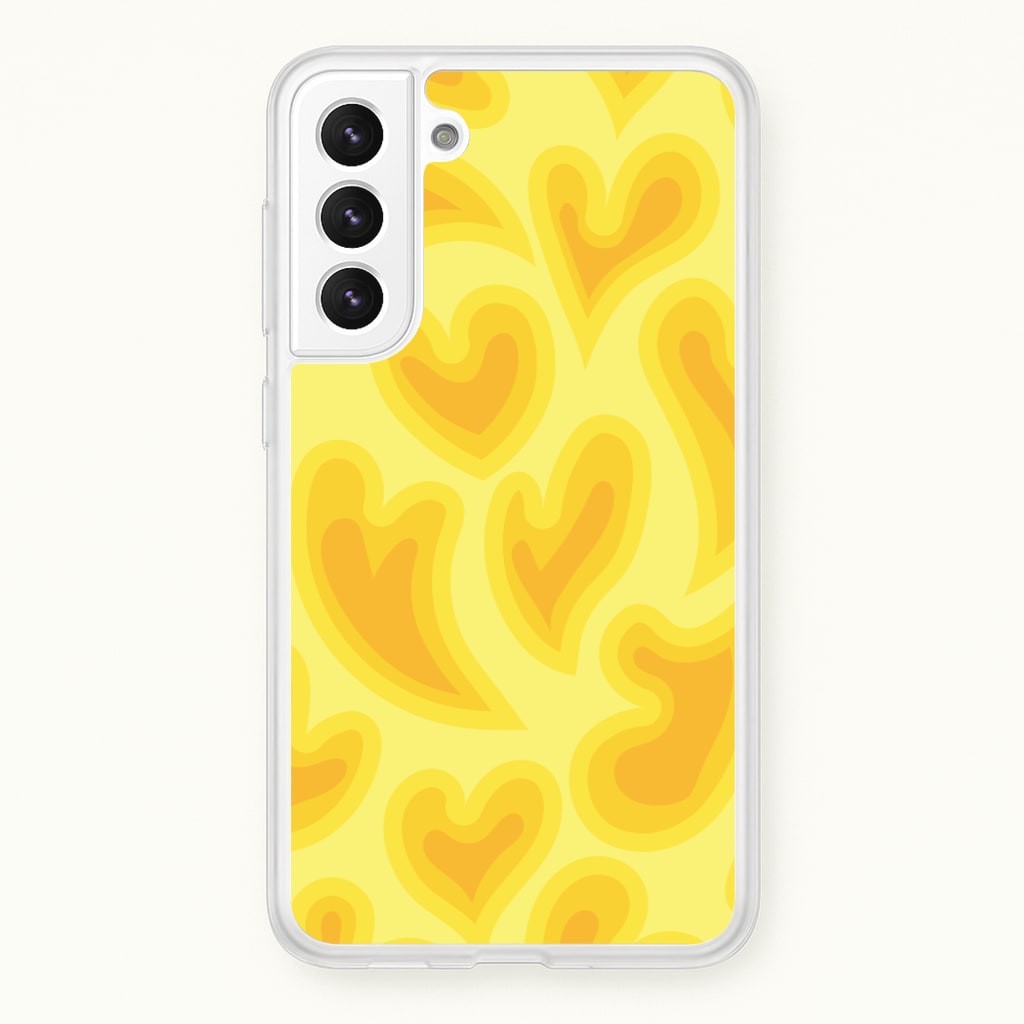 Trippy Summer Hearts Yellow Pattern  - Summer Phone Case for Galaxy S22 Plus