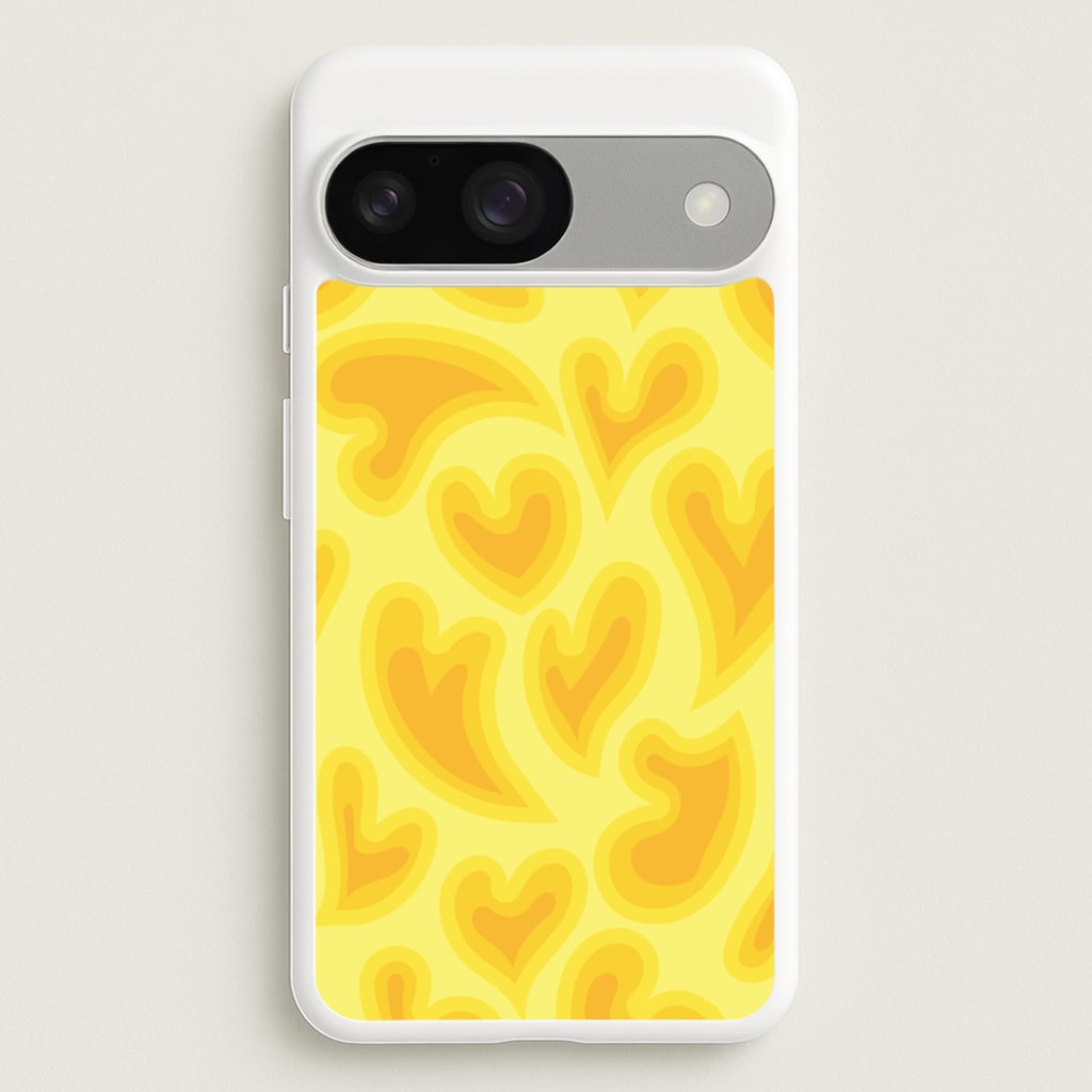 Trippy Summer Hearts Yellow Pattern  - Summer Phone Case for Google Pixel 9 / 9 Pro