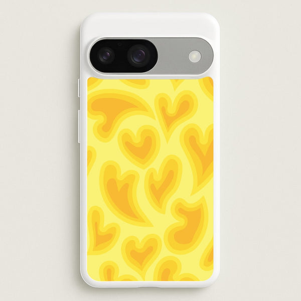 Trippy Summer Hearts Yellow Pattern  - Summer Phone Case for Google Pixel 9 / 9 Pro