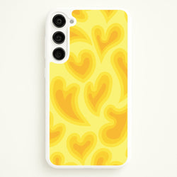 Trippy Summer Hearts Yellow Pattern  - Summer Phone Case for Galaxy S23