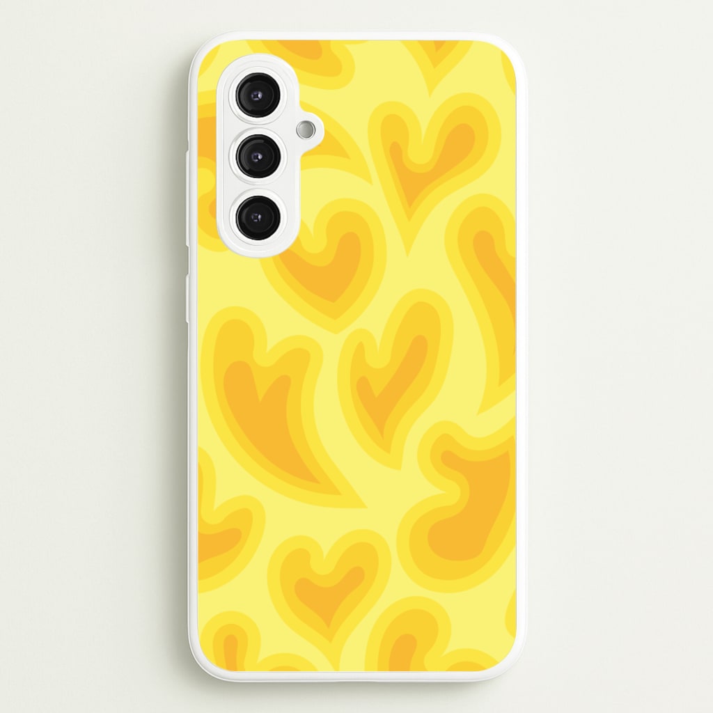 Trippy Summer Hearts Yellow Pattern  - Summer Phone Case for Galaxy S23FE