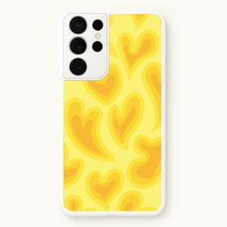 Trippy Summer Hearts Yellow Pattern  - Summer Phone Case for Galaxy S21 Ultra
