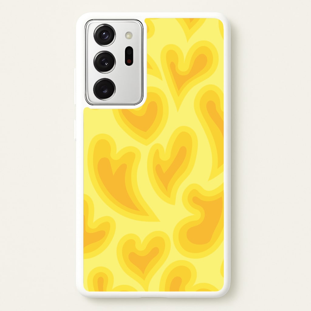 Trippy Summer Hearts Yellow Pattern  - Summer Phone Case for Galaxy Note 20 Ultra