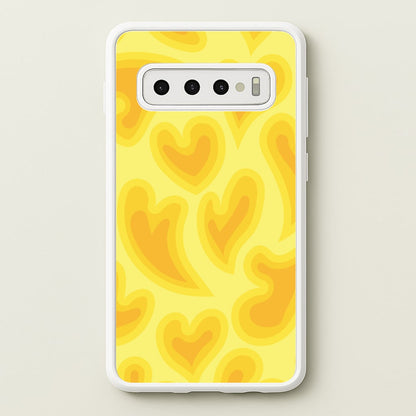 Trippy Summer Hearts Yellow Pattern  - Summer Phone Case for Galaxy S10
