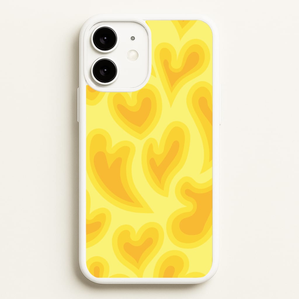 Trippy Summer Hearts Yellow Pattern  - Summer Phone Case for iPhone 11