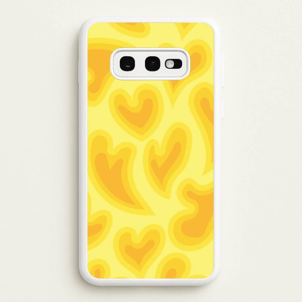 Trippy Summer Hearts Yellow Pattern  - Summer Phone Case for Galaxy S10e
