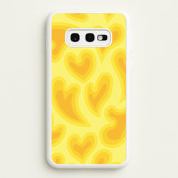 Trippy Summer Hearts Yellow Pattern  - Summer Phone Case for Galaxy S10e
