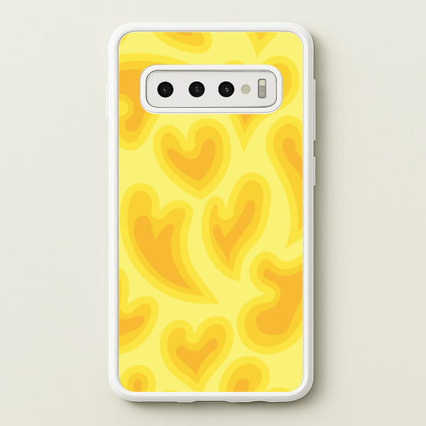 Trippy Summer Hearts Yellow Pattern  - Summer Phone Case for Galaxy S10 Plus