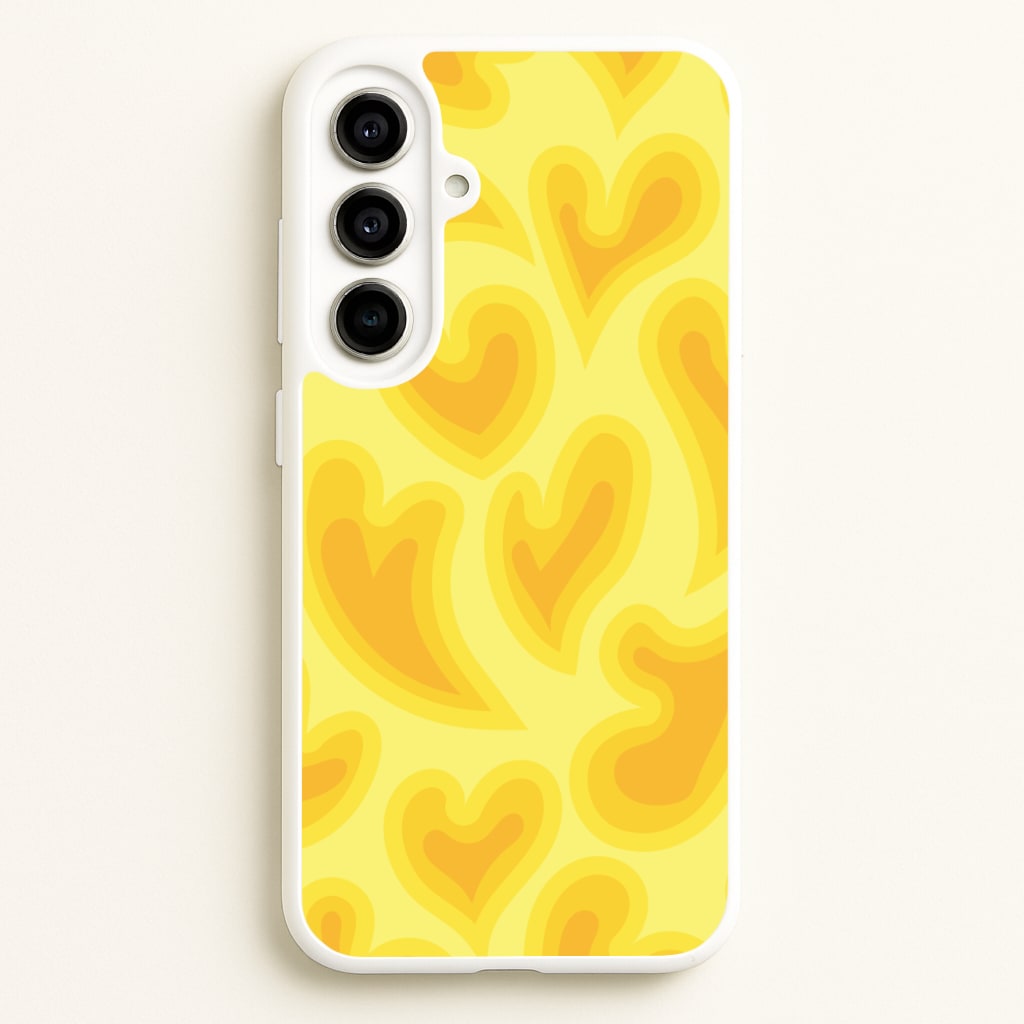 Trippy Summer Hearts Yellow Pattern  - Summer Phone Case for Galaxy A56