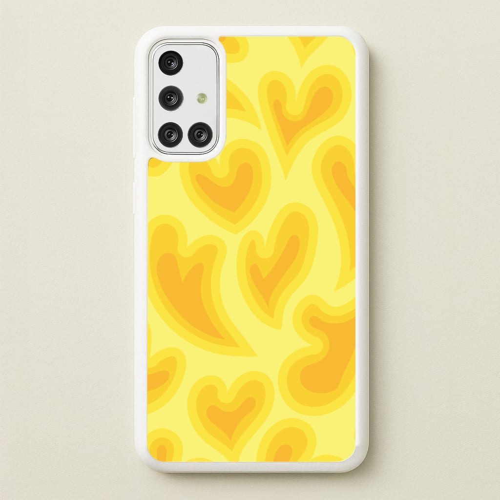 Trippy Summer Hearts Yellow Pattern  - Summer Phone Case for Galaxy A71